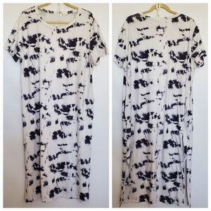 NAGGOO TIE-DIE DRESS MAXI BEACH BOHO WHITE BLUE WOMENS (XXL)